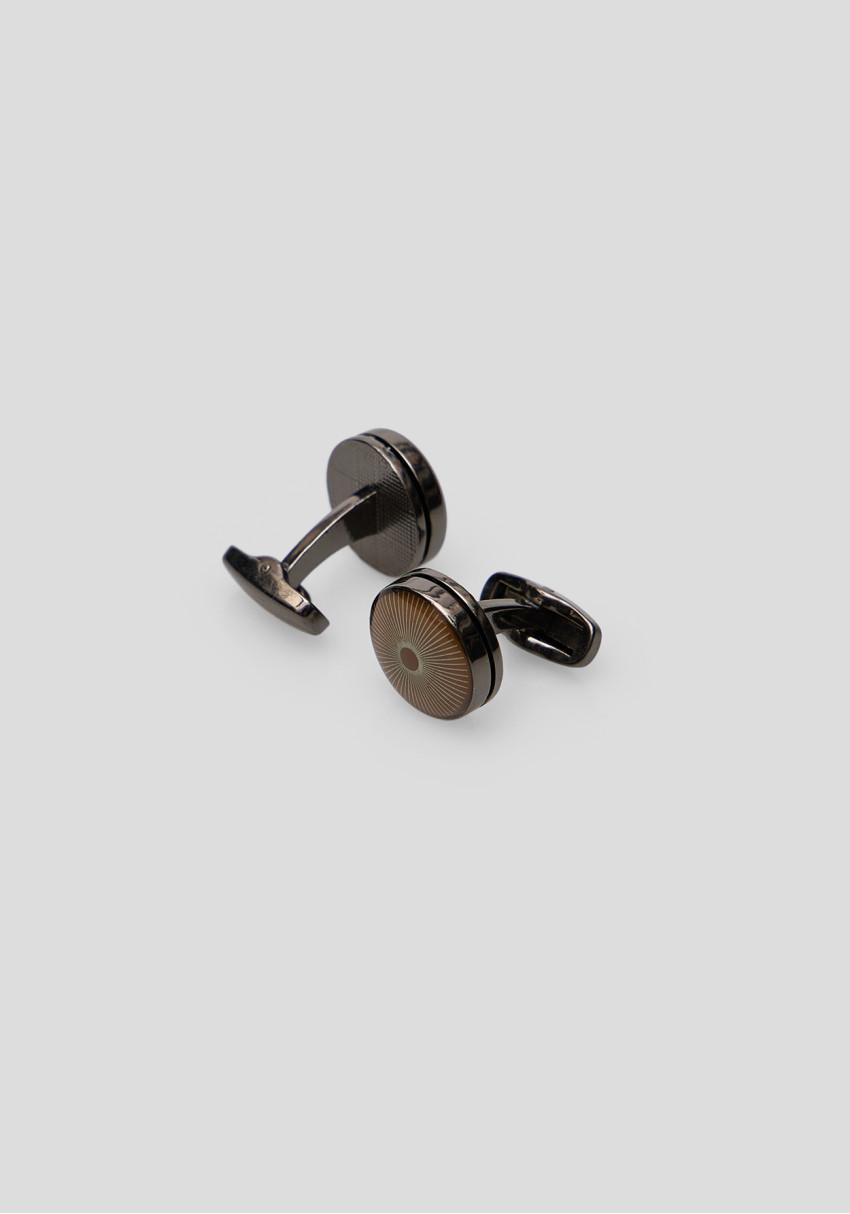 CLASSIC MEN'S BROWN PRINTED CUFFLINKS, Photo 1