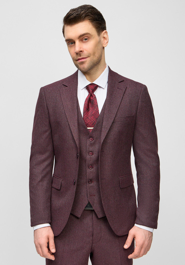 КЛАСИЧНИЙ ЧОЛОВІЧИЙ КОСТЮМ ТРІЙКА ОДНОБОРТНИЙ БОРДОВИЙ ОДНОТОННИЙ