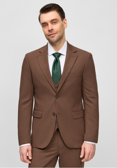 КЛАСИЧНИЙ ЧОЛОВІЧИЙ КОСТЮМ ТРІЙКА КОРИЧНЕВИЙ ОДНОТОННИЙ