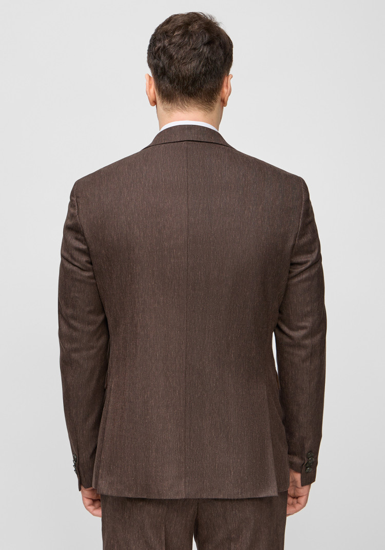 КЛАСИЧНИЙ ЧОЛОВІЧИЙ КОСТЮМ ТРІЙКА КОРИЧНЕВИЙ ОДНОТОННИЙ, Фото 5