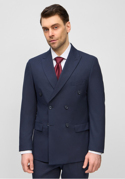 КЛАСИЧНИЙ ЧОЛОВІЧИЙ КОСТЮМ ДВОБОРТНИЙ ТЕМНО-СИНІЙ ОДНОТОННИЙ