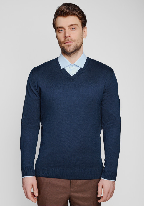КЛАСИЧНИЙ ЧОЛОВІЧИЙ ДЖЕМПЕР ТЕМНО-СИНІЙ