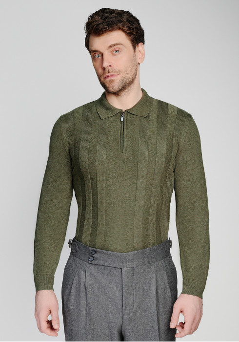 КЛАСИЧНЕ ЧОЛОВІЧЕ ПОЛО ХАКІ ДОВГИЙ РУКАВ