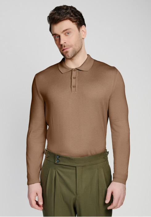 КЛАСИЧНЕ ЧОЛОВІЧЕ ПОЛО КОРИЧНЕВЕ ДОВГИЙ РУКАВ