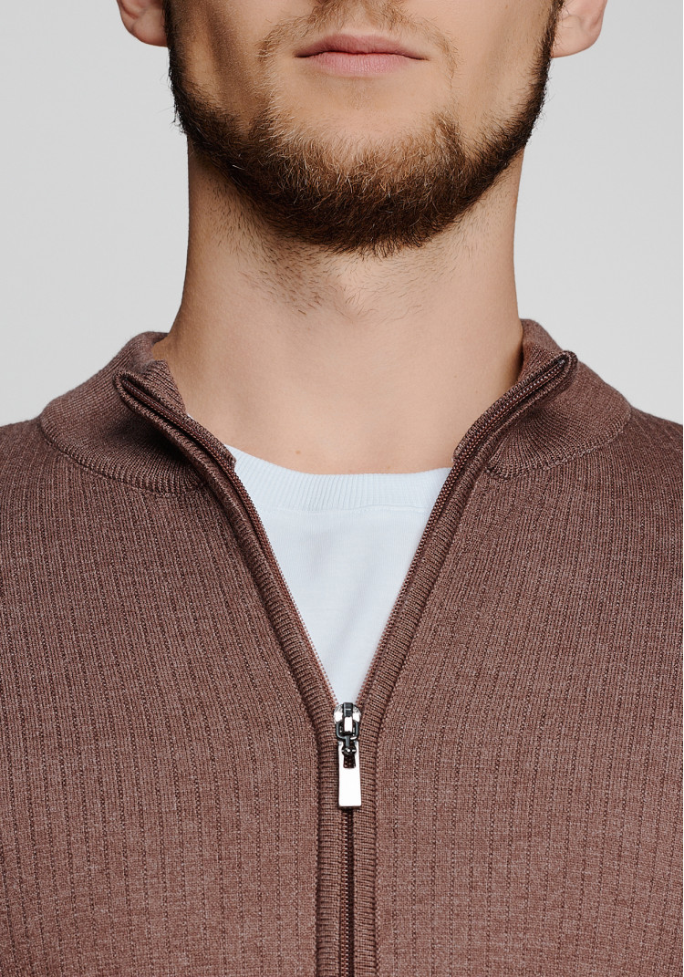 КЛАСИЧНИЙ ЧОЛОВІЧИЙ СВЕТР НА БЛИСКАВЦІ КОРИЧНЕВИЙ, Фото 4