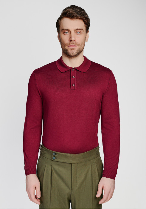 КЛАСИЧНЕ ЧОЛОВІЧЕ ПОЛО БОРДОВЕ ДОВГИЙ РУКАВ