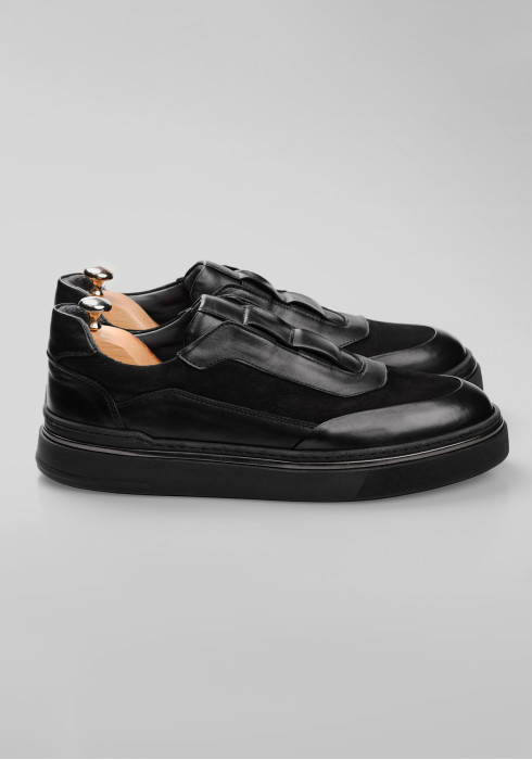 ЧОЛОВІЧІ КРОСІВКИ ЧОРНІ З ЗАМШЕВОЮ СОЮЗКОЮ