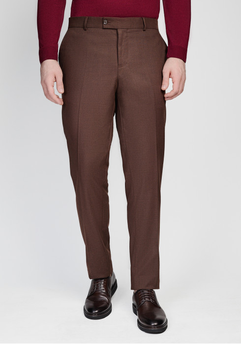 КЛАСИЧНІ ЧОЛОВІЧІ БРЮКИ КОРИЧНЕВІ ОДНОТОННІ