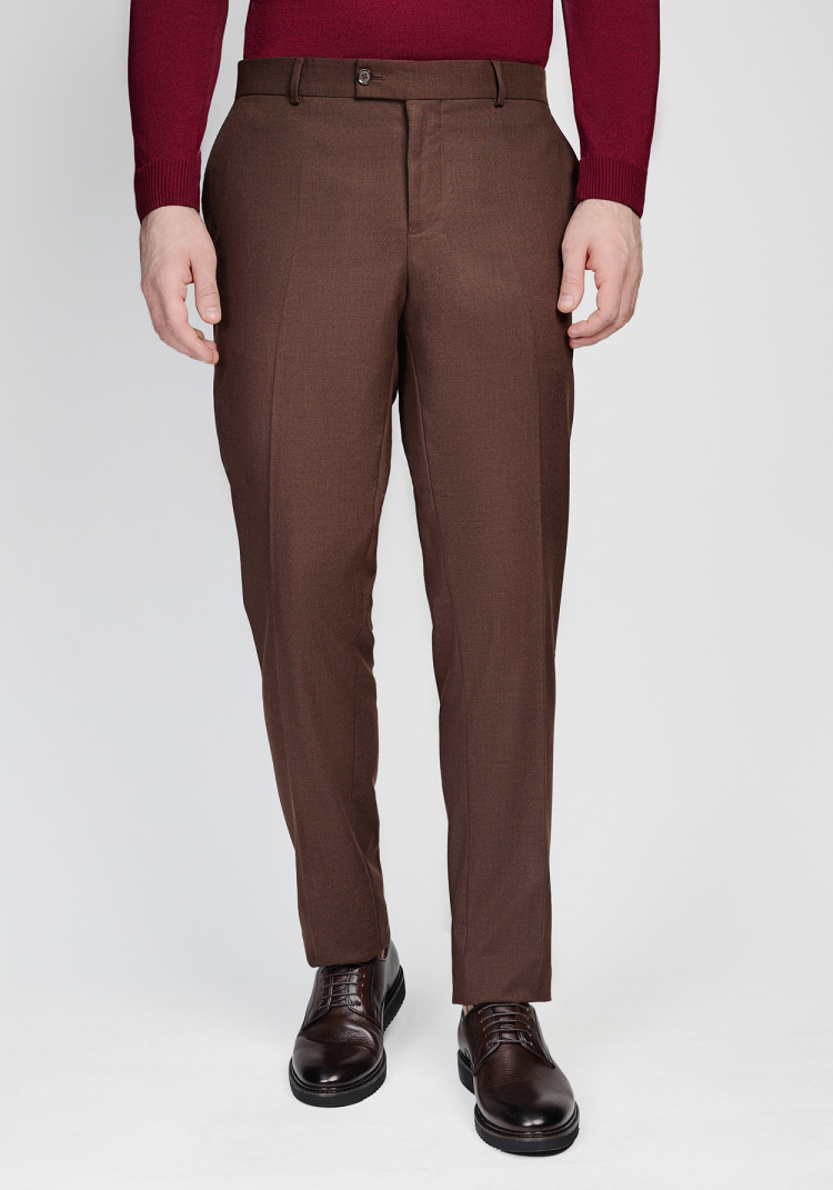 КЛАСИЧНІ ЧОЛОВІЧІ БРЮКИ КОРИЧНЕВІ ОДНОТОННІ