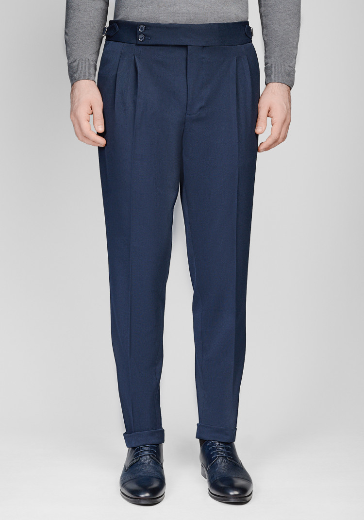 КЛАСИЧНІ ЧОЛОВІЧІ БРЮКИ ТЕМНО-СИНІ ОДНОТОННІ