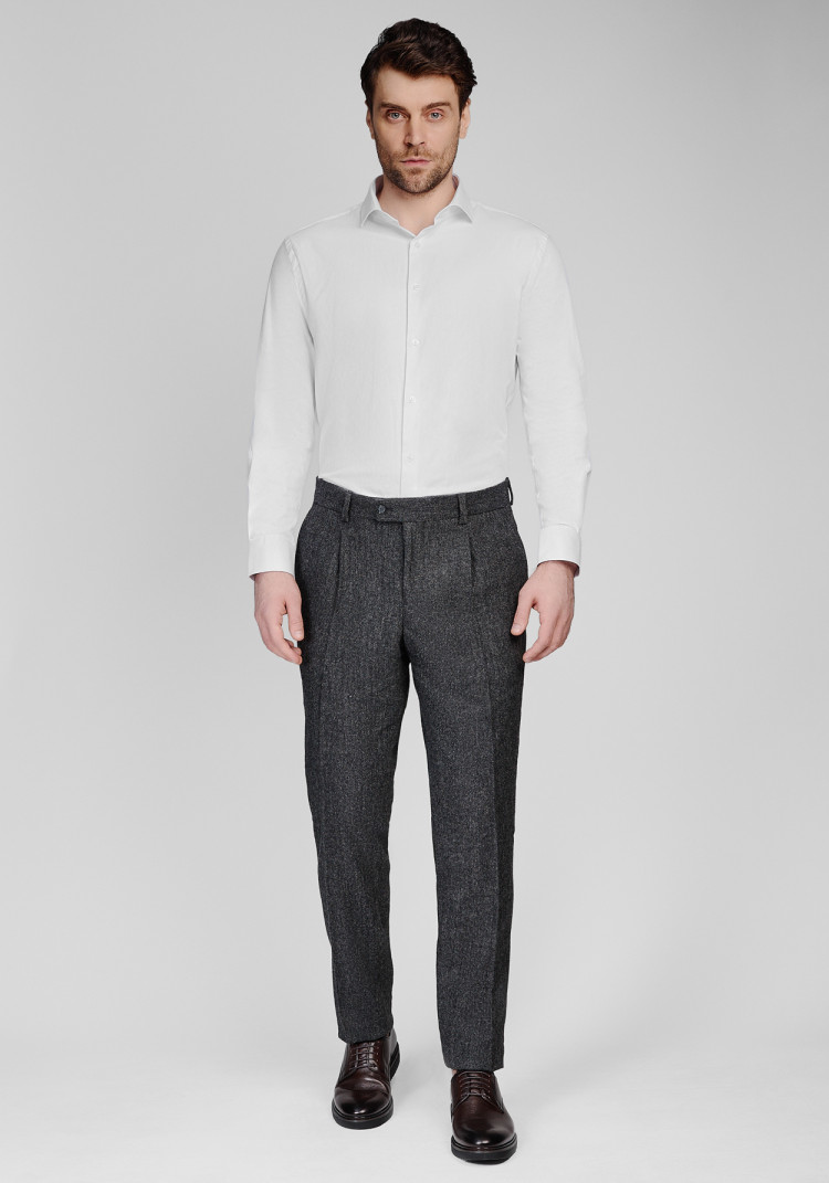 КЛАСИЧНІ ЧОЛОВІЧІ БРЮКИ СІРІ В ЯЛИНКУ, Фото 1