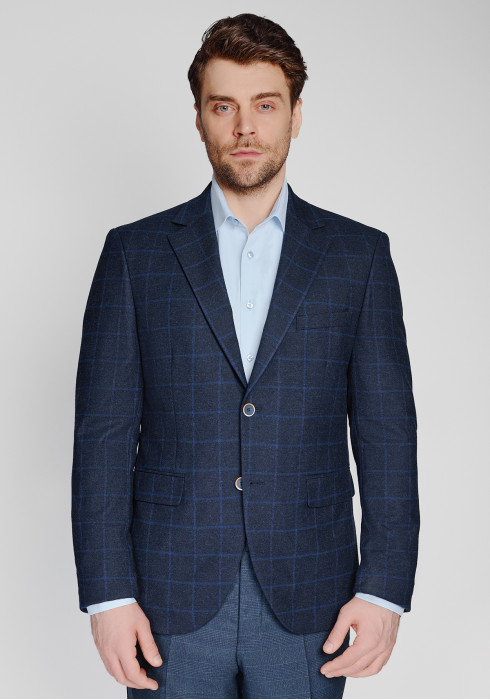 КЛАСИЧНИЙ ЧОЛОВІЧИЙ ПІДЖАК ТЕМНО-СИНІЙ В КЛІТИНКУ
