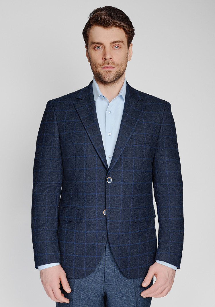 КЛАСИЧНИЙ ЧОЛОВІЧИЙ ПІДЖАК ТЕМНО-СИНІЙ В КЛІТИНКУ