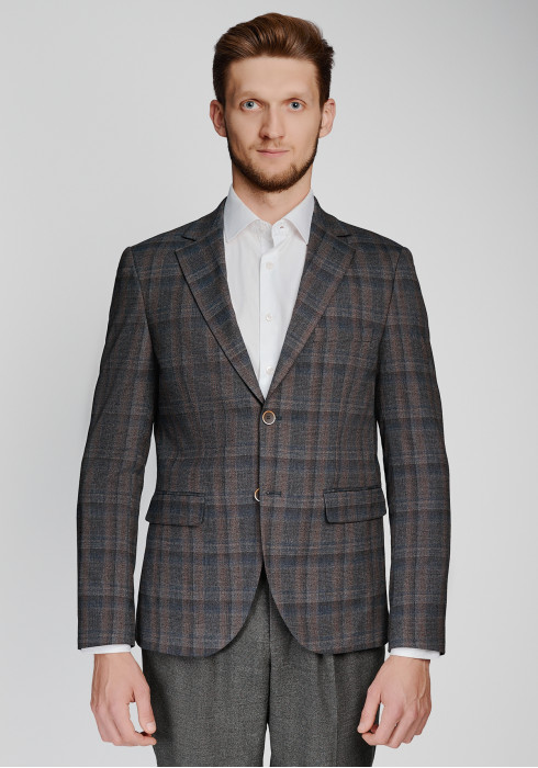 КЛАСИЧНИЙ ЧОЛОВІЧИЙ ПІДЖАК ТЕМНО-СИНІЙ В КЛІТИНКУ
