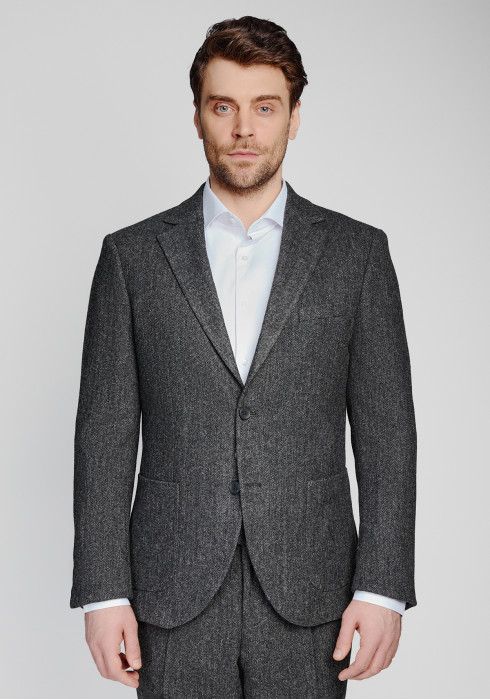 КЛАСИЧНИЙ ЧОЛОВІЧИЙ ПІДЖАК СІРИЙ В ЯЛИНКУ