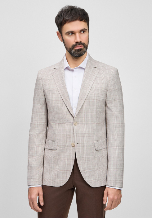КЛАСИЧНИЙ ЧОЛОВІЧИЙ ПІДЖАК БЕЖЕВИЙ В КЛІТИНКУ
