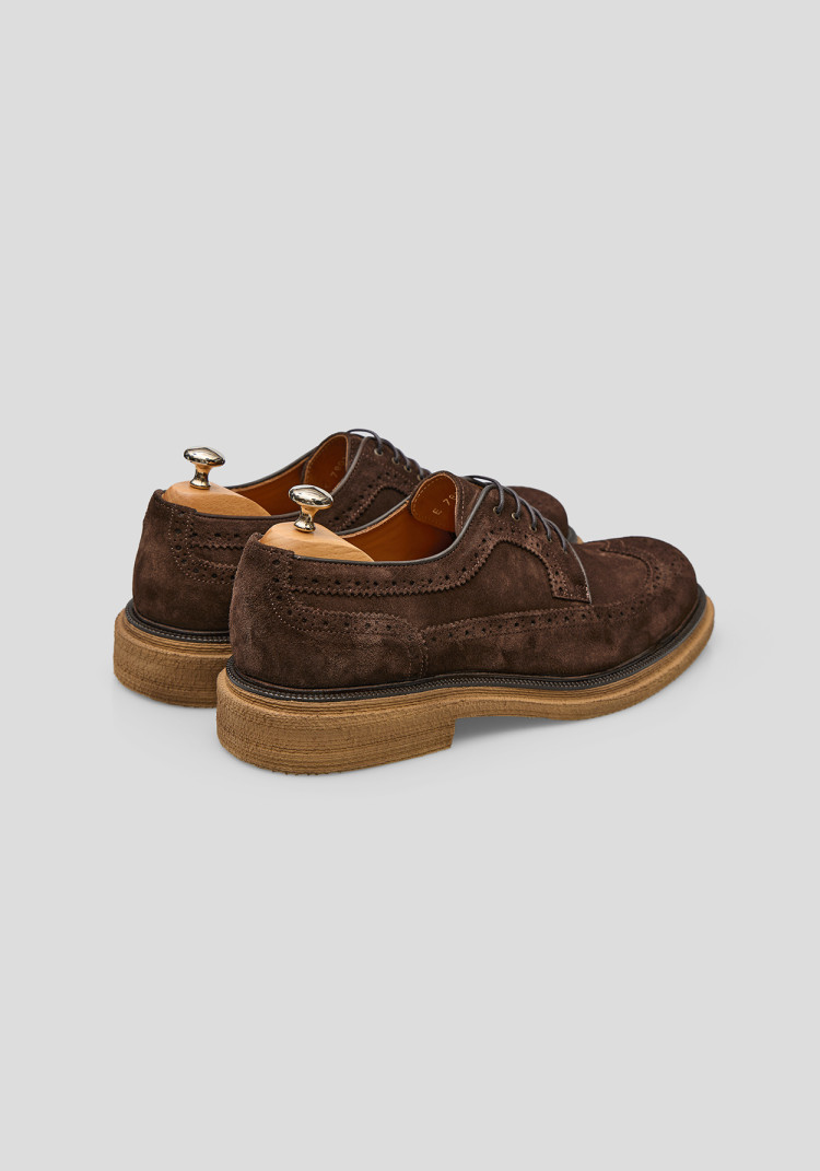 КЛАСИЧНІ ЧОЛОВІЧІ ДЕРБІ КОРИЧНЕВІ БРОГОВАНІ ЗАМШЕВІ, Фото 3