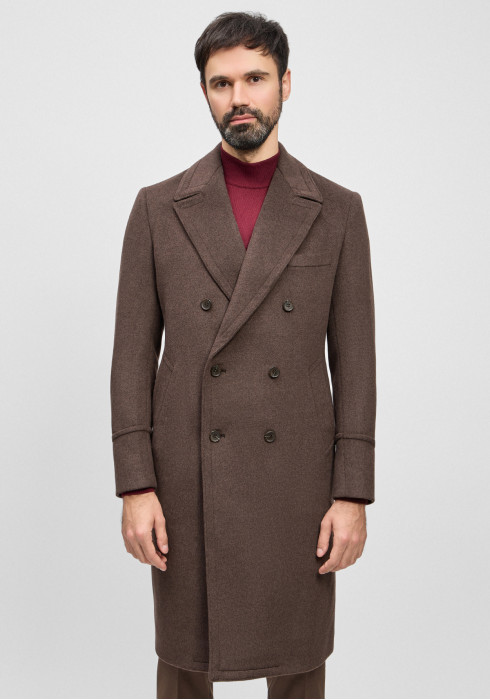 КЛАСИЧНЕ ЧОЛОВІЧЕ ПАЛЬТО ДВОБОРТНЕ КОРИЧНЕВЕ