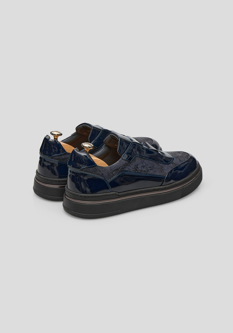 КЛАСИЧНІ ЧОЛОВІЧІ КРОСІВКИ СИНІ З ЗАМШЕВОЮ СОЮЗКОЮ, Фото 3