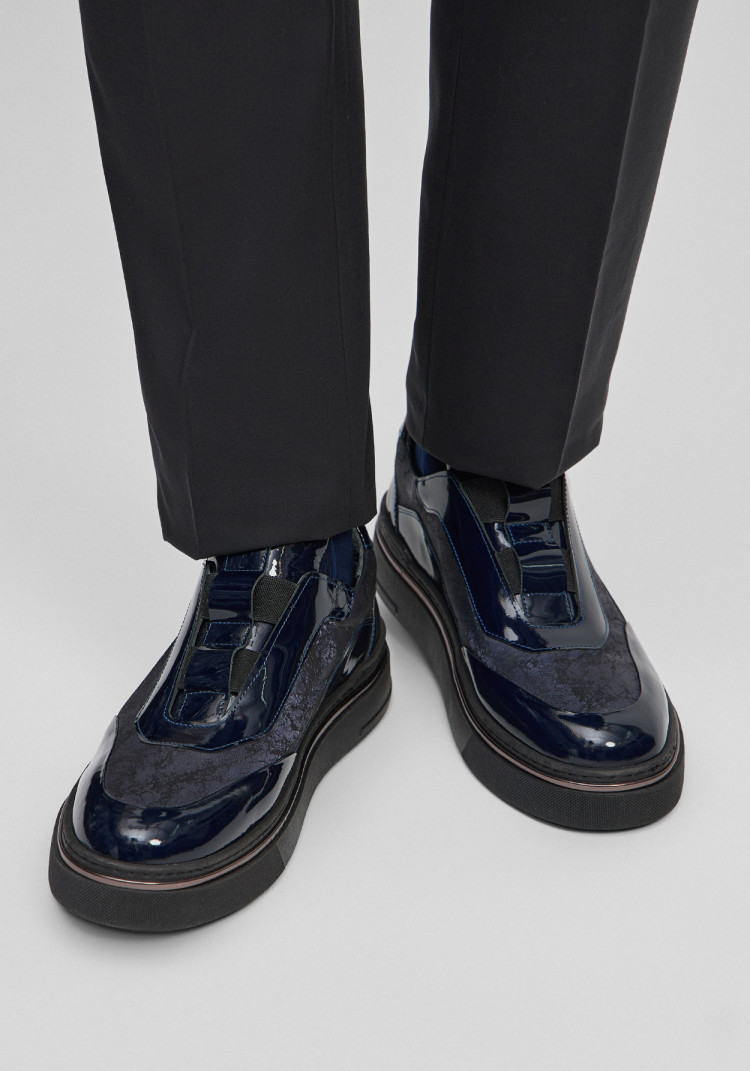 КЛАСИЧНІ ЧОЛОВІЧІ КРОСІВКИ СИНІ З ЗАМШЕВОЮ СОЮЗКОЮ, Фото 1