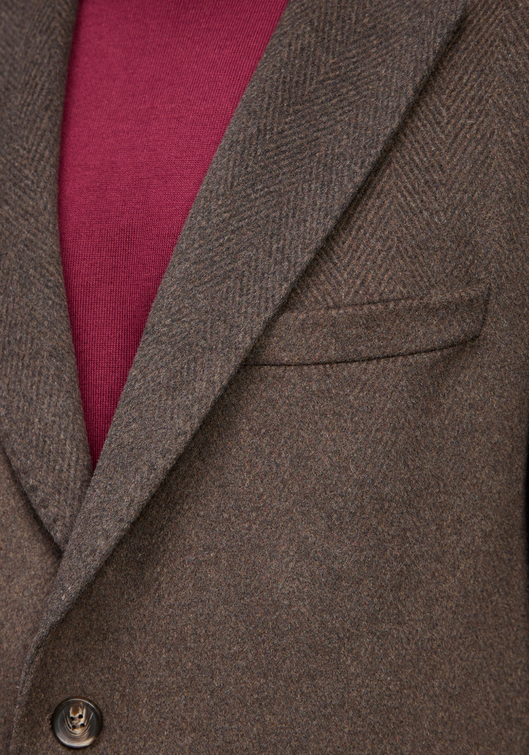КЛАСИЧНЕ ЧОЛОВІЧЕ ПАЛЬТО В ЯЛИНКУ КОРИЧНЕВЕ, Фото 5
