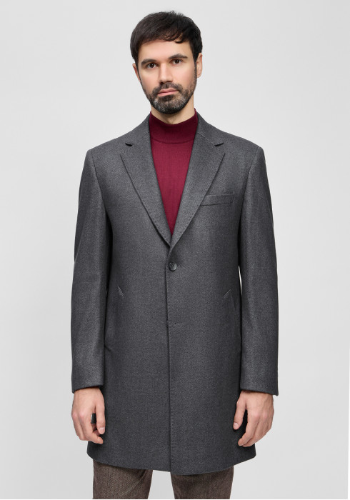 КЛАСИЧНЕ ЧОЛОВІЧЕ ПАЛЬТО В ЯЛИНКУ ТЕМНО-СІРЕ