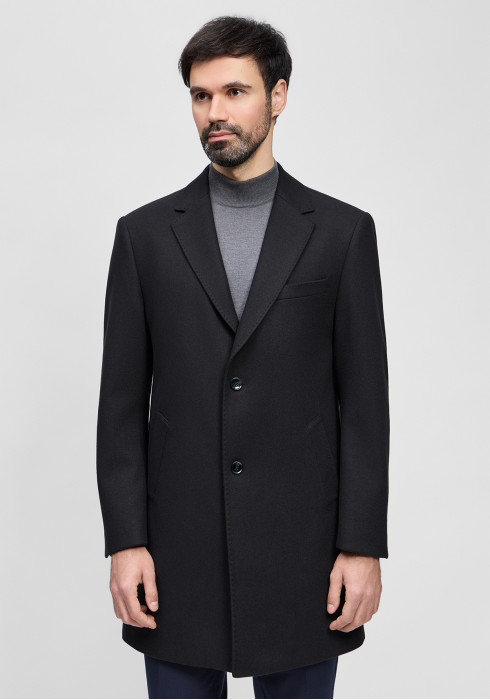 КЛАСИЧНЕ ЧОЛОВІЧЕ ПАЛЬТО ОДНОТОННЕ ЧОРНЕ