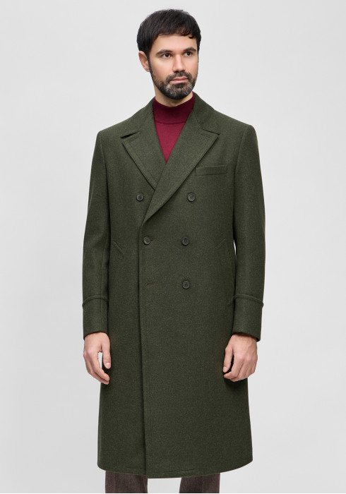 КЛАСИЧНЕ ЧОЛОВІЧЕ ПАЛЬТО ДВОБОРТНЕ ТЕМНО-ЗЕЛЕНЕ