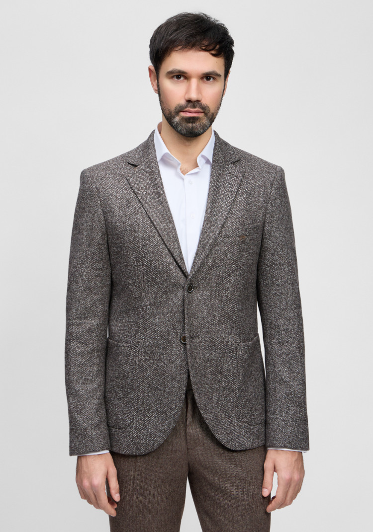 КЛАСИЧНИЙ ЧОЛОВІЧИЙ ПІДЖАК КОРИЧНЕВИЙ ФАКТУРНИЙ