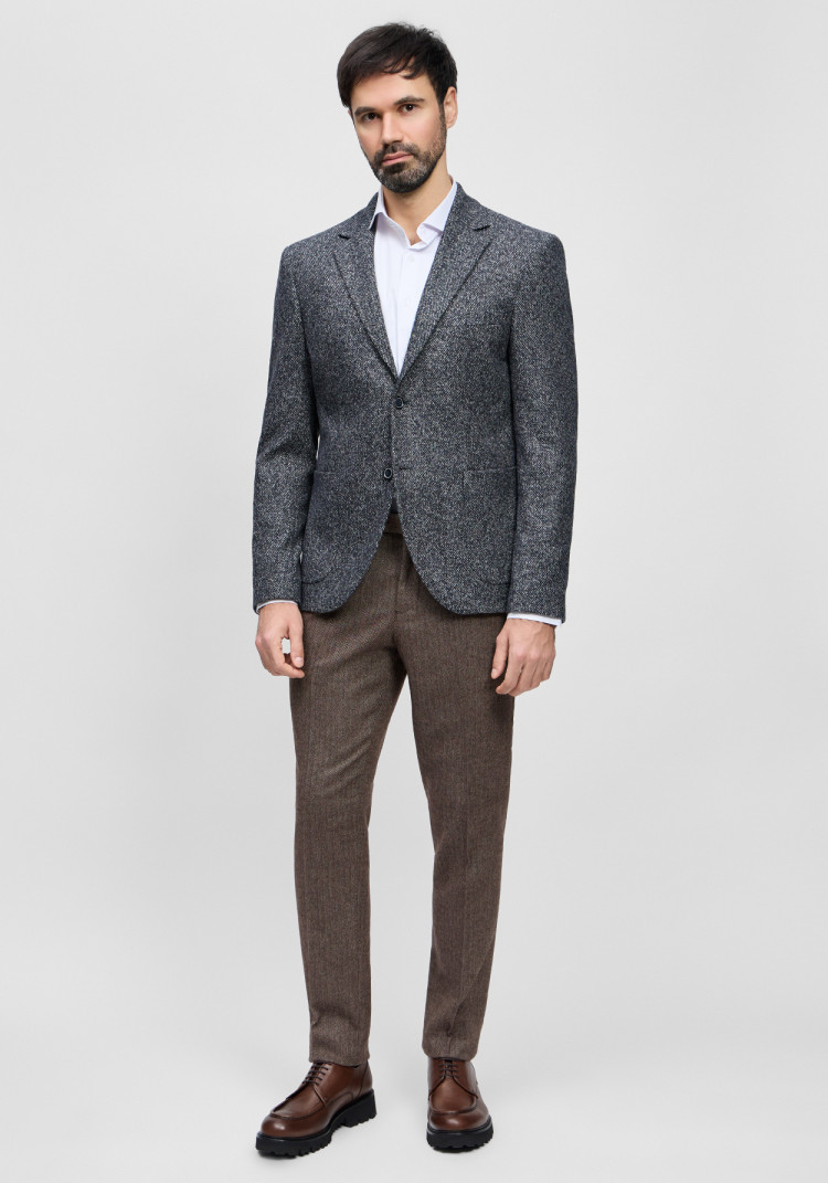 КЛАСИЧНИЙ ЧОЛОВІЧИЙ ПІДЖАК ТЕМНО-СИНІЙ ФАКТУРНИЙ, Фото 2