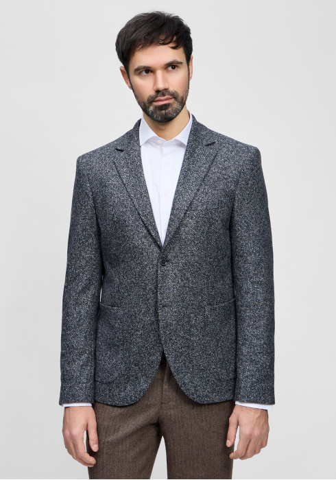 КЛАСИЧНИЙ ЧОЛОВІЧИЙ ПІДЖАК ТЕМНО-СИНІЙ ФАКТУРНИЙ