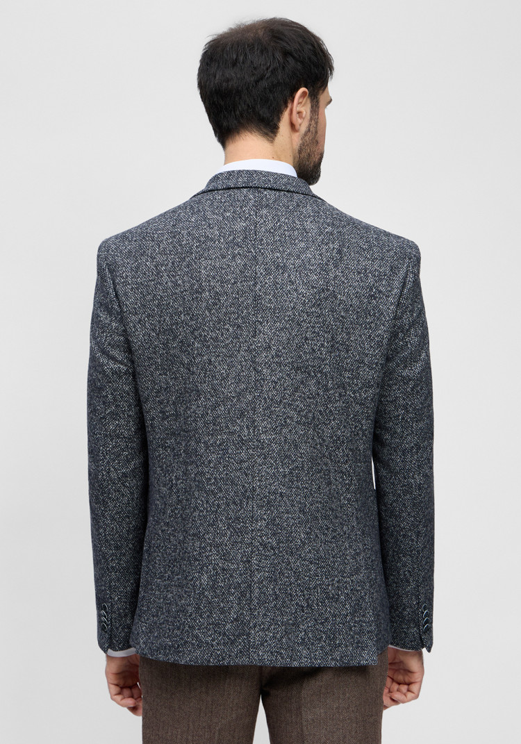 КЛАСИЧНИЙ ЧОЛОВІЧИЙ ПІДЖАК ТЕМНО-СИНІЙ ФАКТУРНИЙ, Фото 3