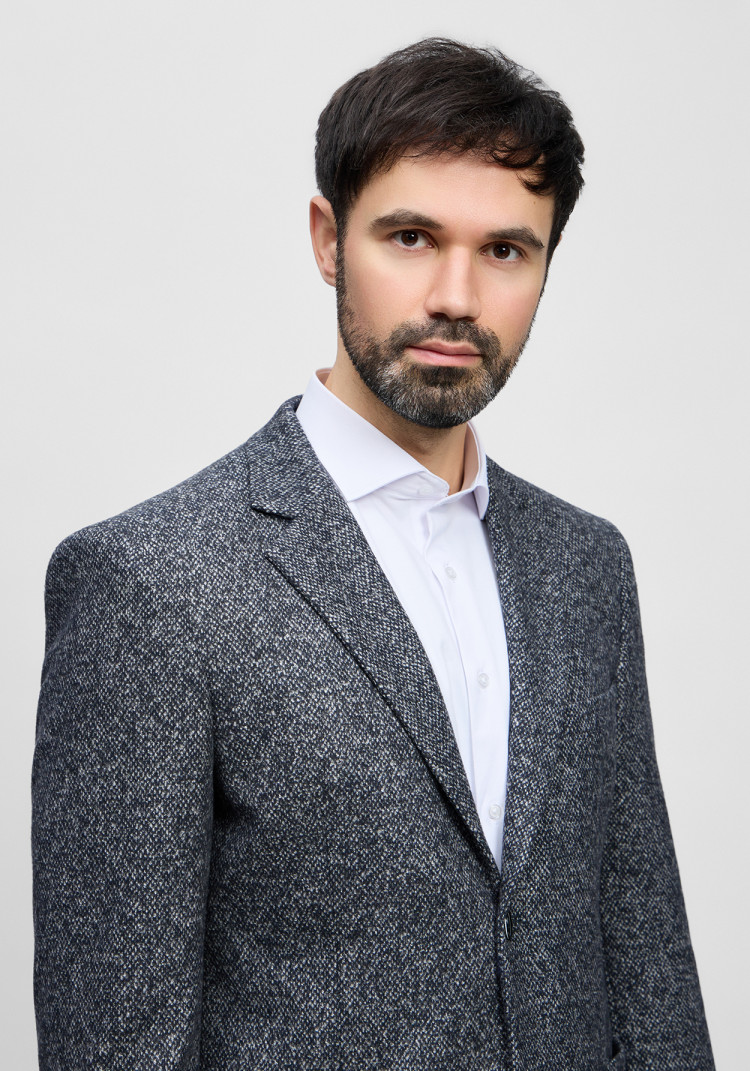 КЛАСИЧНИЙ ЧОЛОВІЧИЙ ПІДЖАК ТЕМНО-СИНІЙ ФАКТУРНИЙ, Фото 1