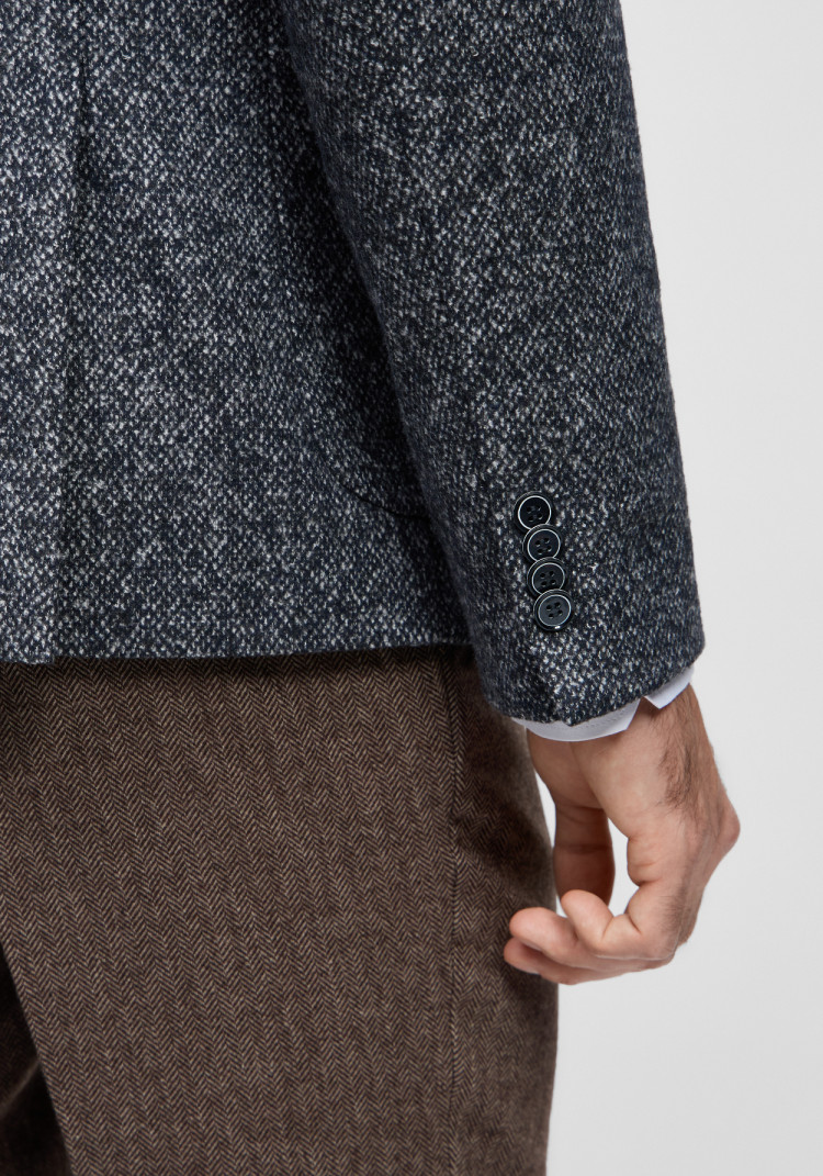 КЛАСИЧНИЙ ЧОЛОВІЧИЙ ПІДЖАК ТЕМНО-СИНІЙ ФАКТУРНИЙ, Фото 6