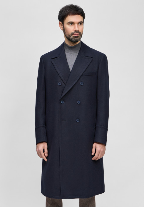 КЛАСИЧНЕ ЧОЛОВІЧЕ ПАЛЬТО ДВОБОРТНЕ ТЕМНО-СИНЄ