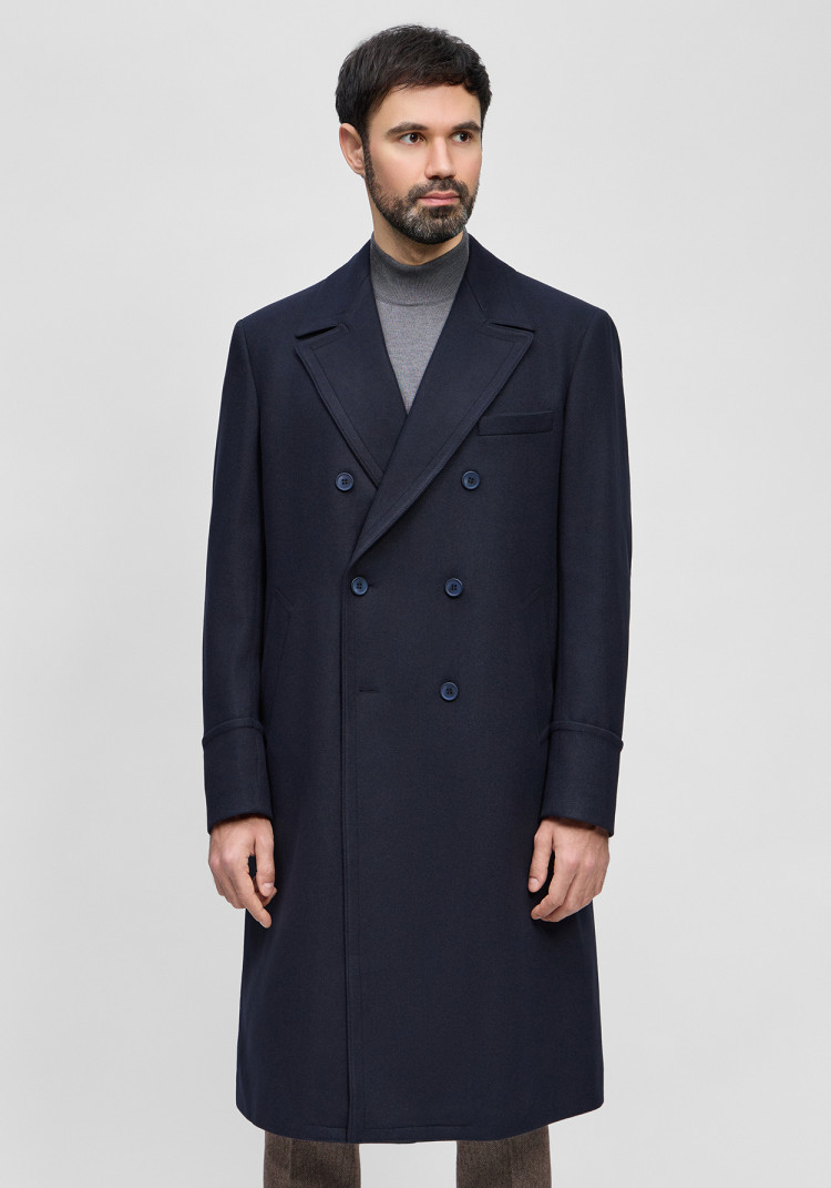 КЛАСИЧНЕ ЧОЛОВІЧЕ ПАЛЬТО ДВОБОРТНЕ ТЕМНО-СИНЄ