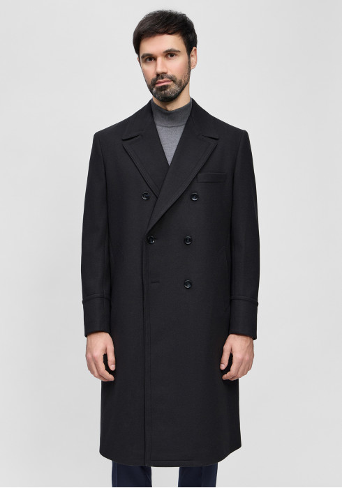 КЛАСИЧНЕ ЧОЛОВІЧЕ ПАЛЬТО ДВОБОРТНЕ ЧОРНЕ