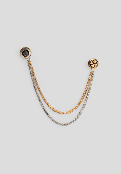 Чоловіча брошка на піджак двотонова