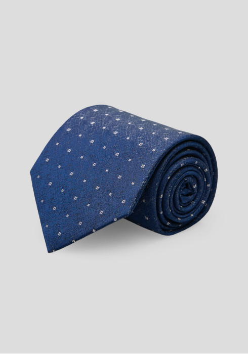 Чоловіча краватка синя в білу крапку 