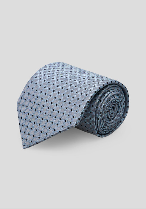 Чоловіча краватка блакитна в чорну крапку 