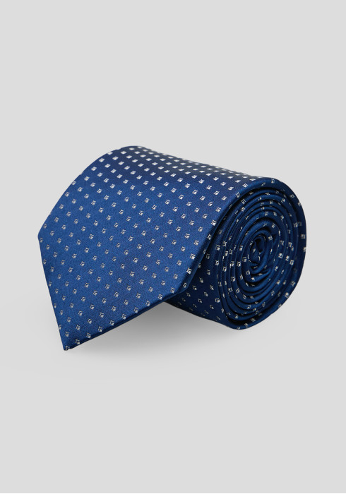 Чоловіча краватка темно-синя в білу крапку 