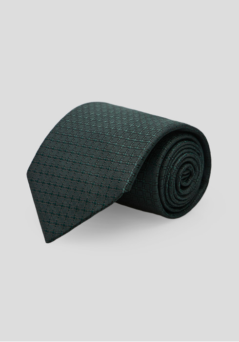 Чоловіча краватка темно-зелена з дрібним візерунком у клітинку