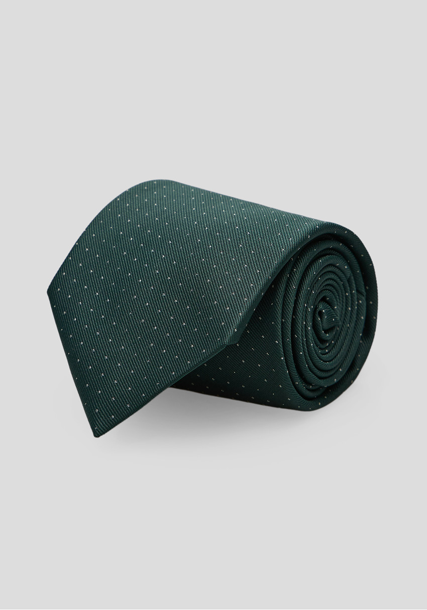 Чоловіча краватка темно-зелена в дрібний горох, Фото 1