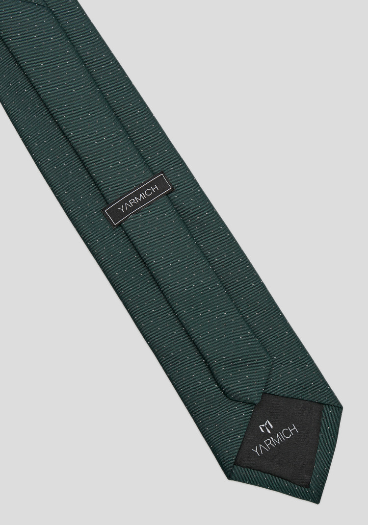 Чоловіча краватка темно-зелена в дрібний горох, Фото 2