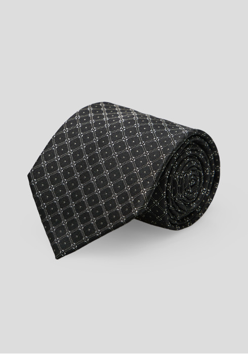 Чоловіча шовкова краватка чорна в клітинку 