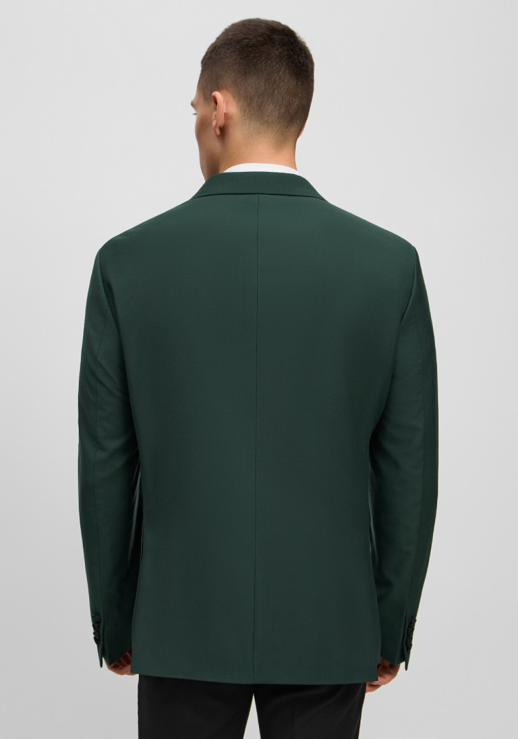 Класичний чоловічий піджак під смокінг зелений з чорним лацканом, Фото 3