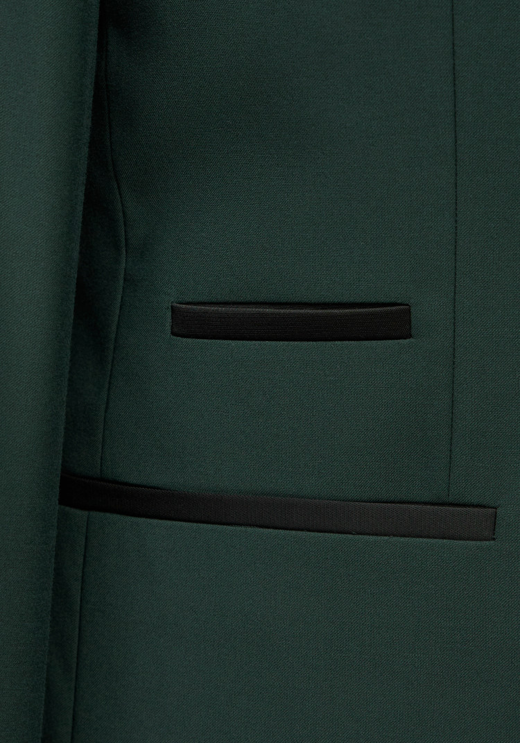 Класичний чоловічий піджак під смокінг зелений з чорним лацканом, Фото 5