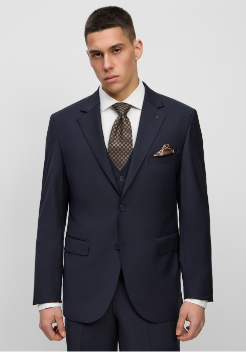 Класичний чоловічий преміум костюм однотонний темно-синій 