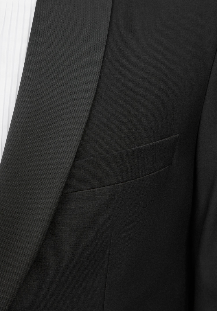 Класичний чоловічий смокінг трійка чорний з шалевим лацканом, Фото 2