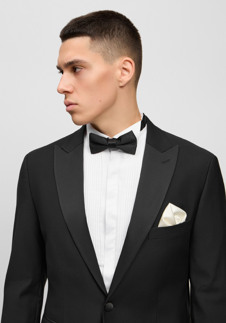 Класичний чоловічий смокінг трійка чорний з гострим лацканом, Фото 1